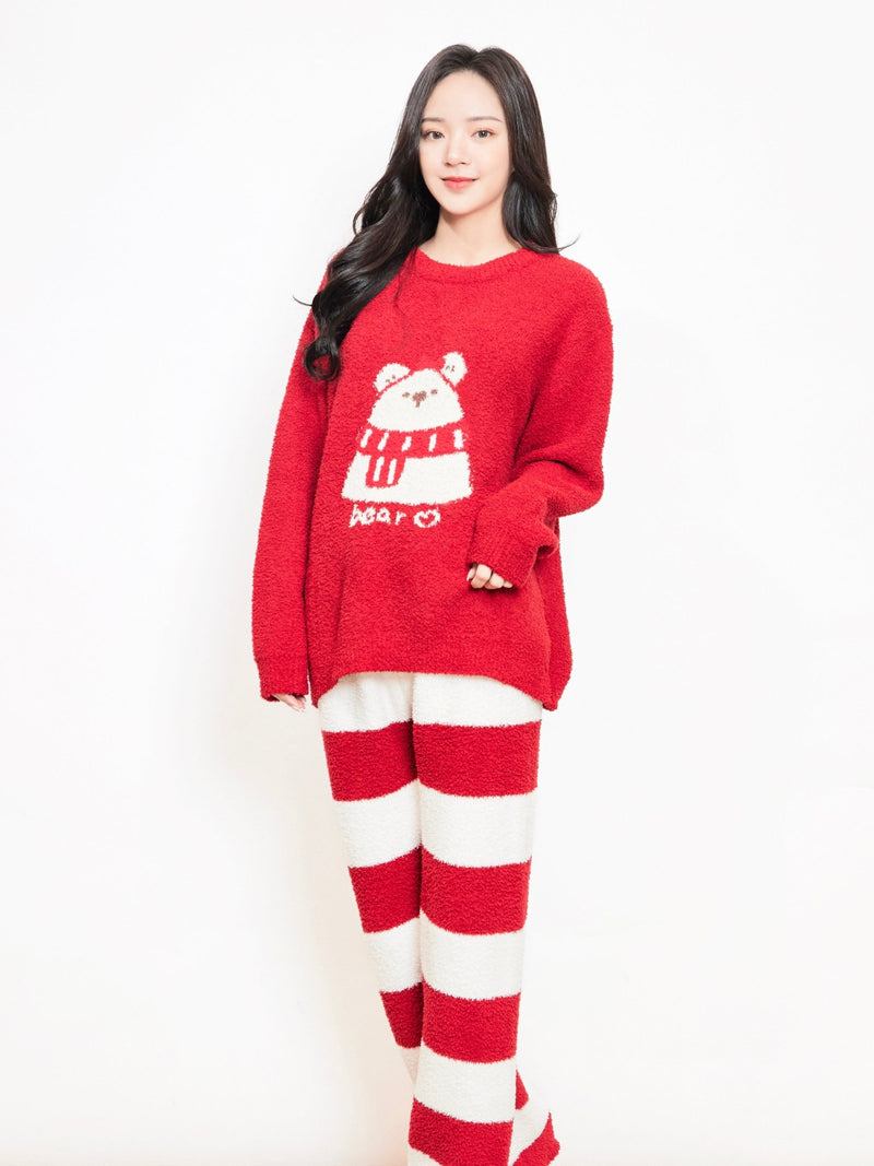 雲朵睡衣 - 紅色條紋小熊 - Sugar8