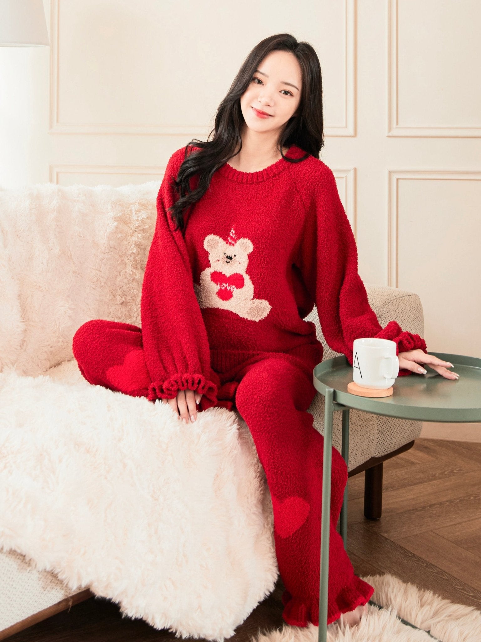 雲朵睡衣 - 紅色圍巾小熊 - Sugar8