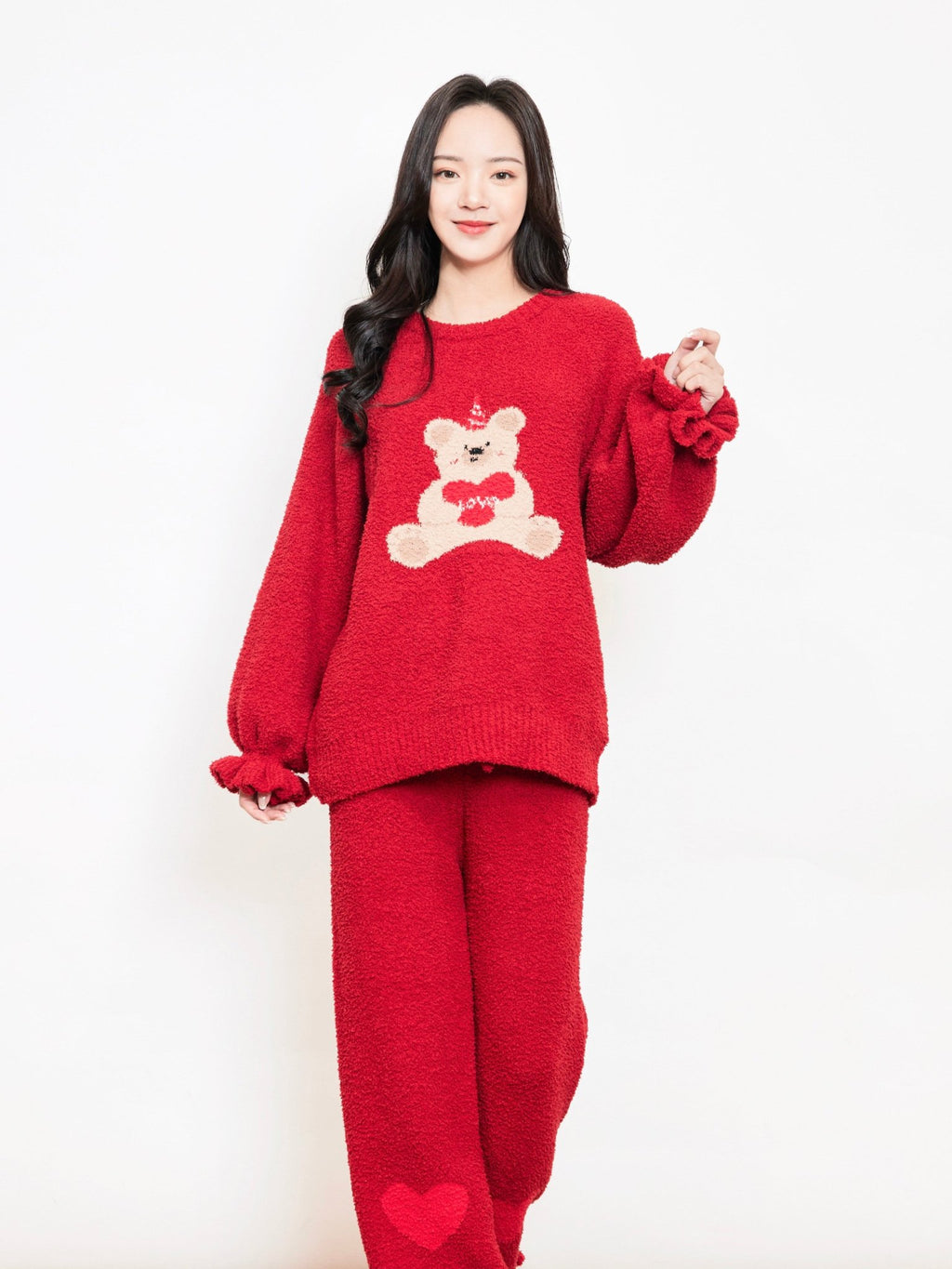 雲朵睡衣 - 紅色圍巾小熊 - Sugar8