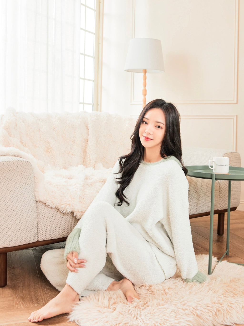 雲朵睡衣 - 糯米綠拚色 - Sugar8