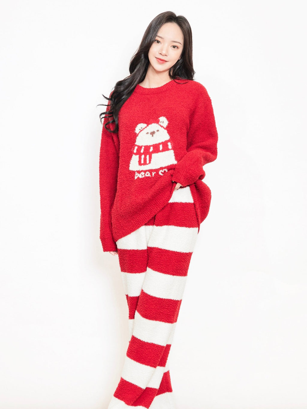 雲朵睡衣 - 紅色條紋小熊 - Sugar8