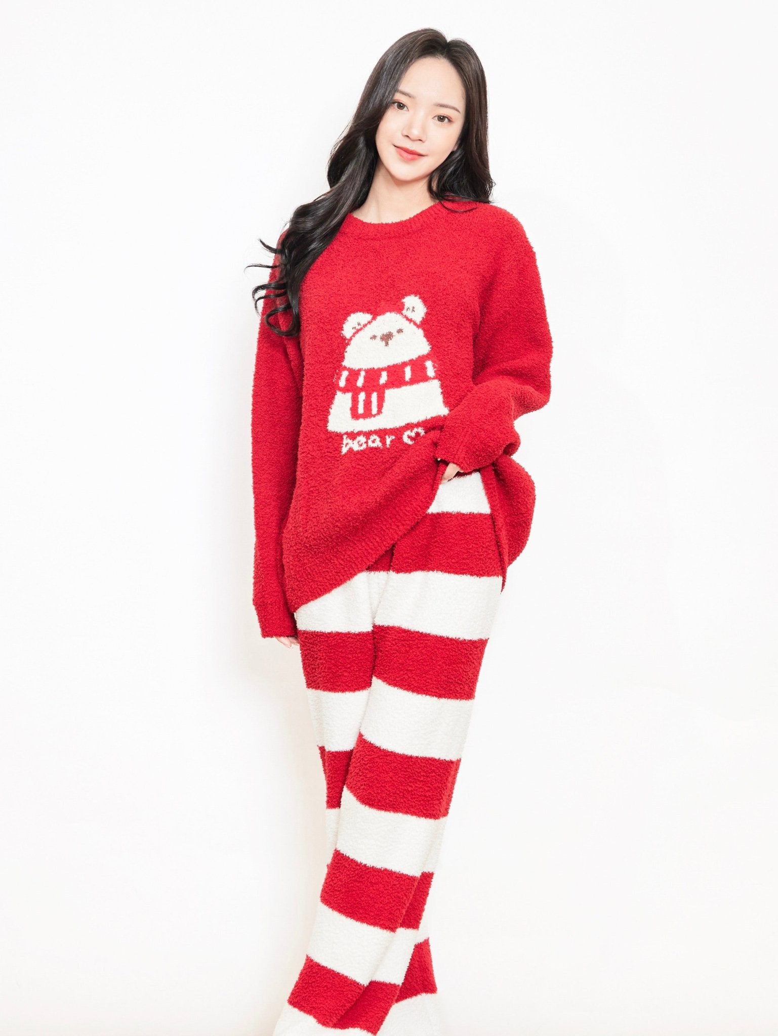 雲朵睡衣 - 紅色條紋小熊 - Sugar8